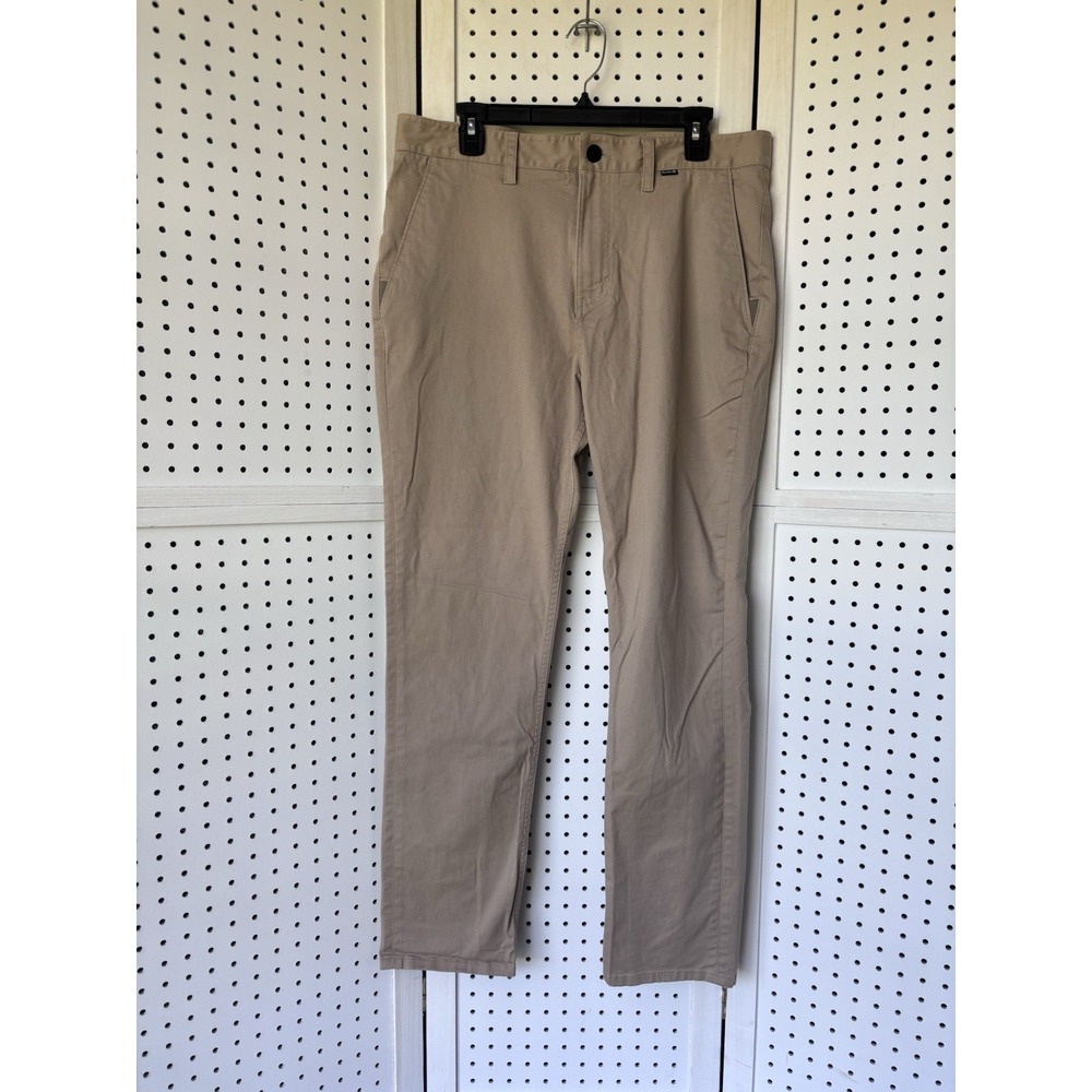 Hurley Pants Men's 34 Beige Straight Fit Chino Flat Front Khaki Casual G3241